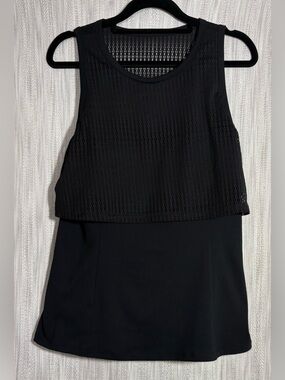 Fabletics Black mesh Jackie Layered Tank Top